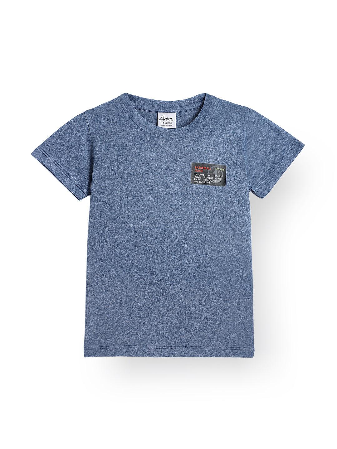 BASKETBALL BLUE MELANGE SPORTY T-SHIRT - BLUE