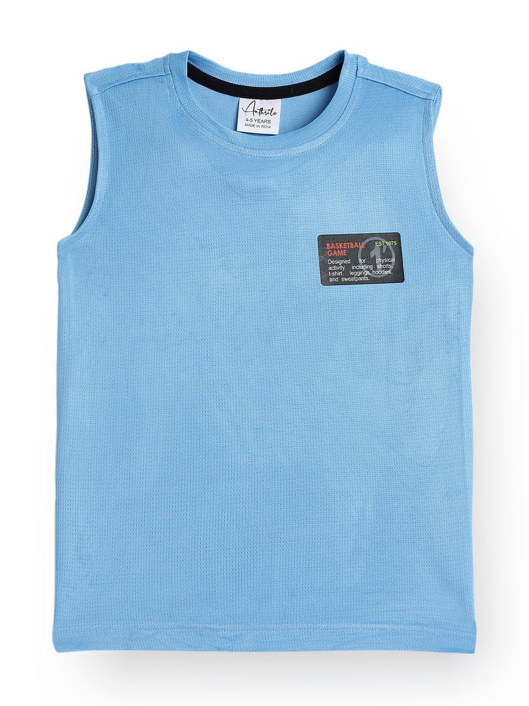 BASKETBALL SPORTY SLEEVELESS T-SHIRT - SKY - Anthrilo 
