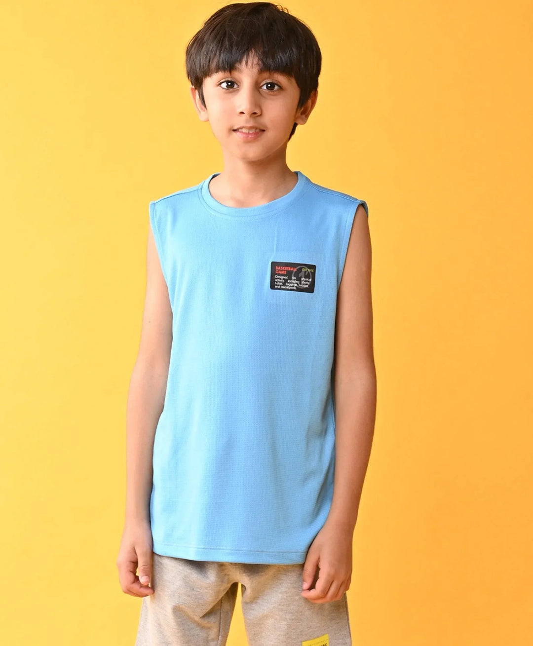 BASKETBALL SPORTY SLEEVELESS T-SHIRT - SKY - Anthrilo 