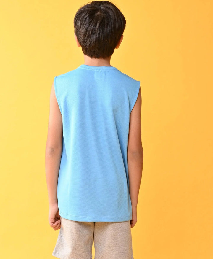 BASKETBALL SPORTY SLEEVELESS T-SHIRT - SKY - Anthrilo 