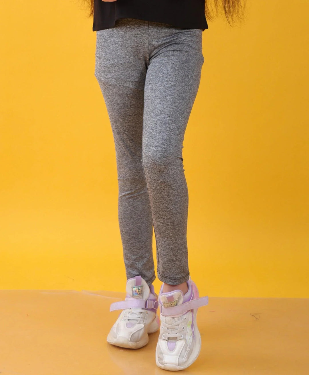 BLACK MELANGE SPORTY LEGGINGS - BLACK - Anthrilo 