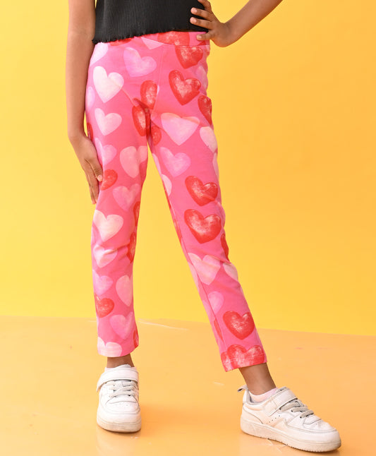 PRETTY PINK HEARTS SUMMER LEGGINGS - PINK