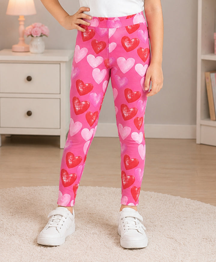Pretty Pink Hearts Summer Leggings - Pink