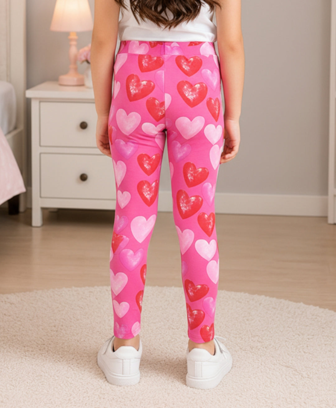 Pretty Pink Hearts Summer Leggings - Pink