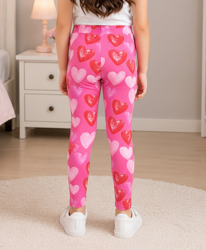 Pretty Pink Hearts Summer Leggings - Pink