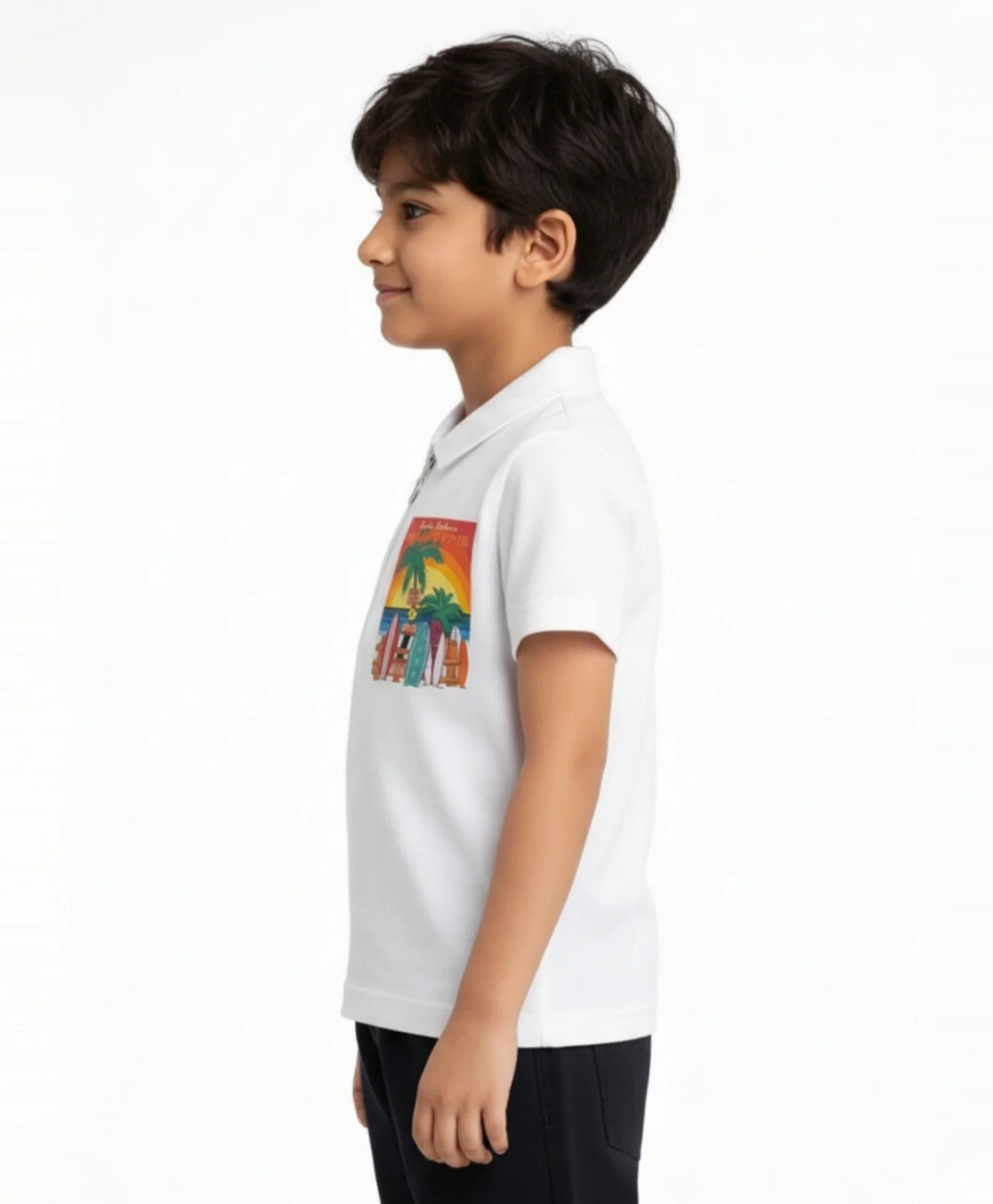 SANTA BARBARA ZIPPER POLO T-SHIRT - WHITE - Anthrilo 