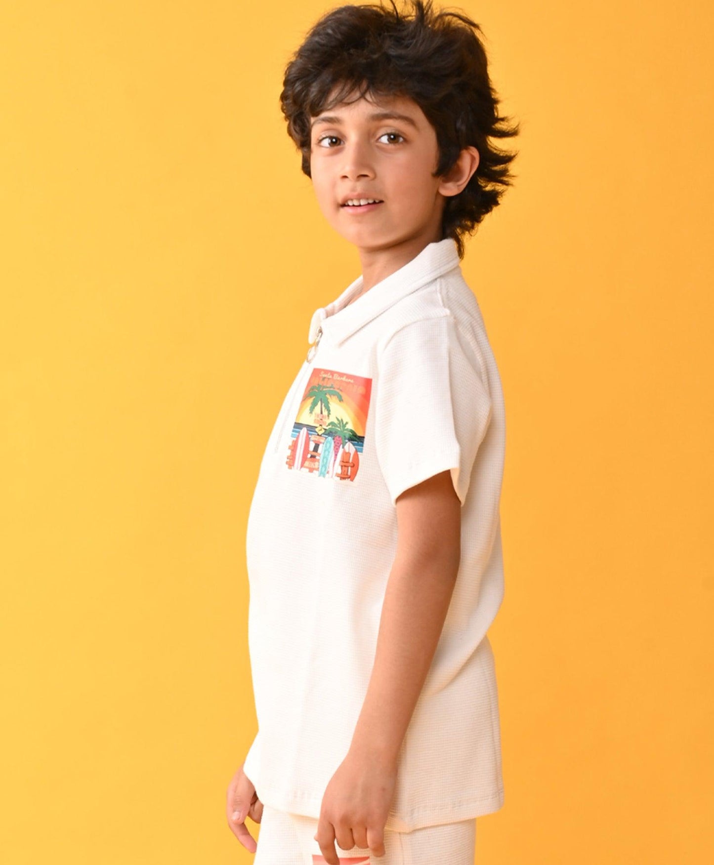 SANTA BARBARA ZIPPER POLO T-SHIRT - WHITE