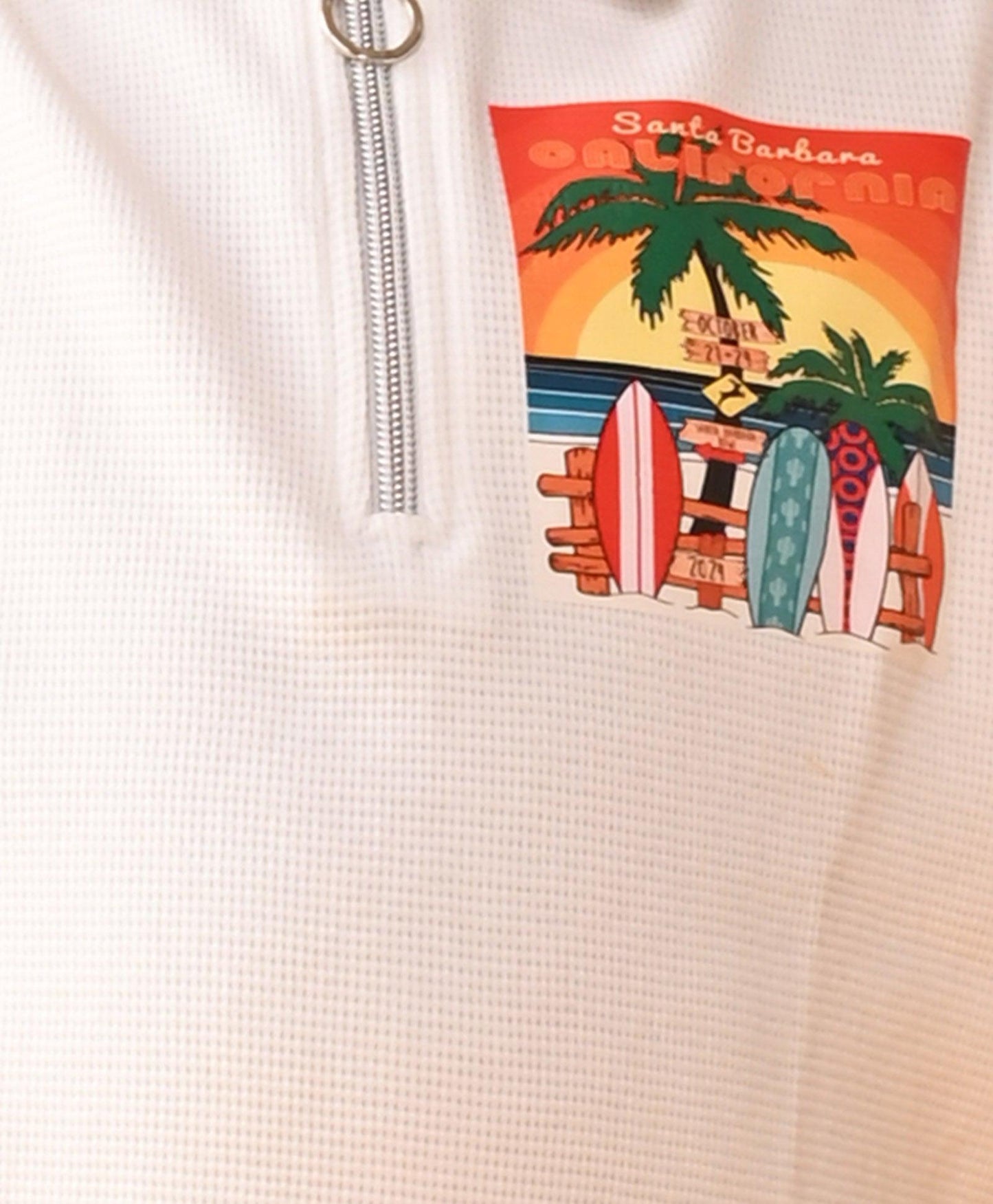 SANTA BARBARA ZIPPER POLO T-SHIRT - WHITE