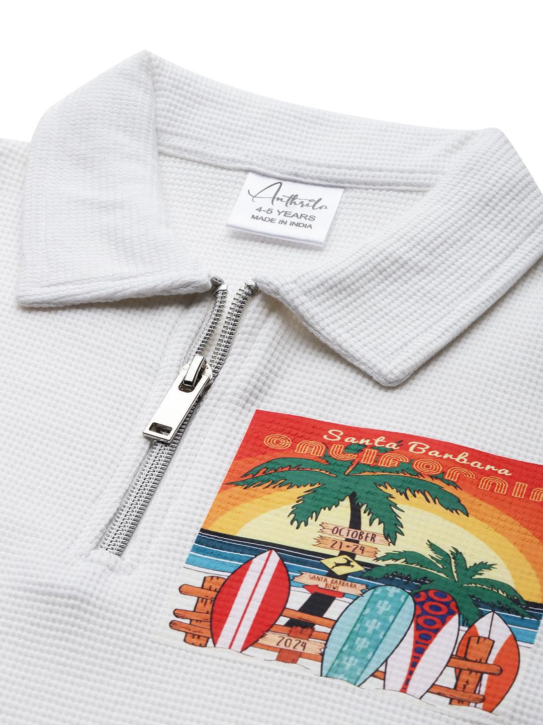 SANTA BARBARA ZIPPER POLO T-SHIRT - WHITE