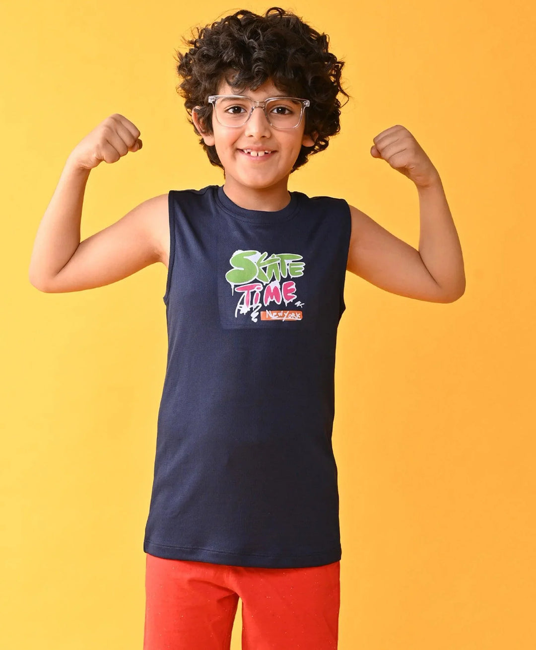 SKATE TIME SPORTY SLEEVELESS T-SHIRT - NAVY - Anthrilo 