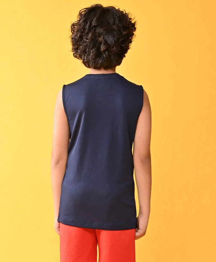 SKATE TIME SPORTY SLEEVELESS T-SHIRT - NAVY - Anthrilo 