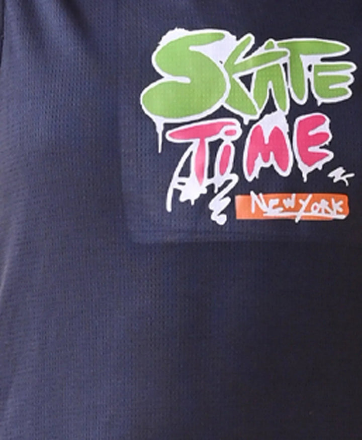 SKATE TIME SPORTY SLEEVELESS T-SHIRT - NAVY - Anthrilo 