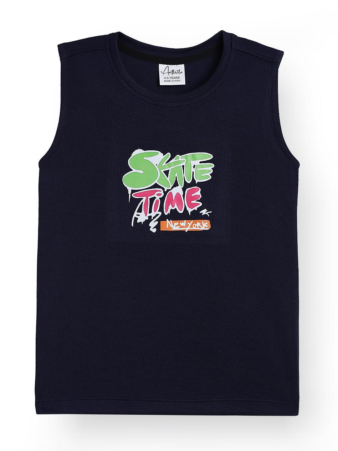 SKATE TIME SPORTY SLEEVELESS T-SHIRT - NAVY - Anthrilo 