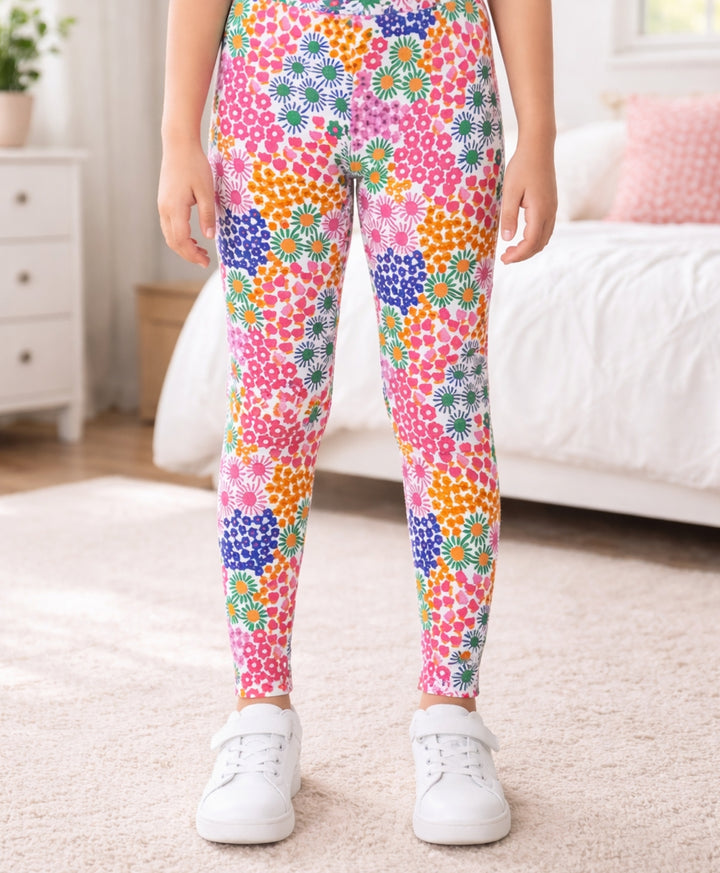 Flowers Girls Legging - Pink