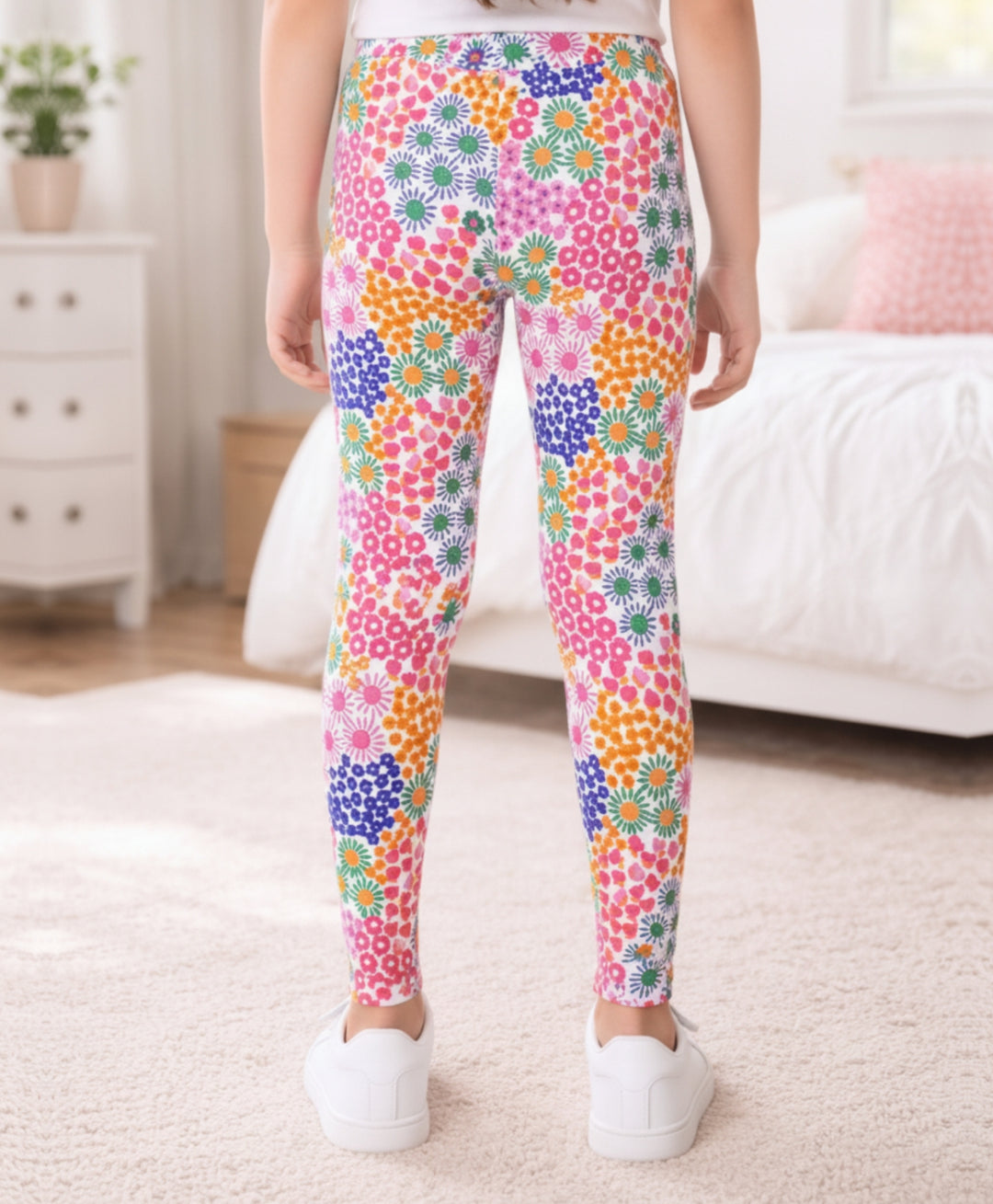 Flowers Girls Legging - Pink