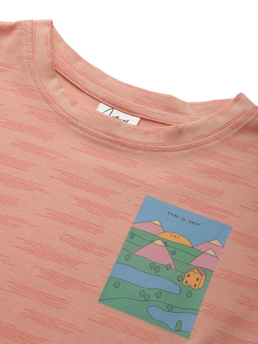 TAKE IT EASY PEACH STRIPE T-SHIRT - PEACH - Anthrilo 