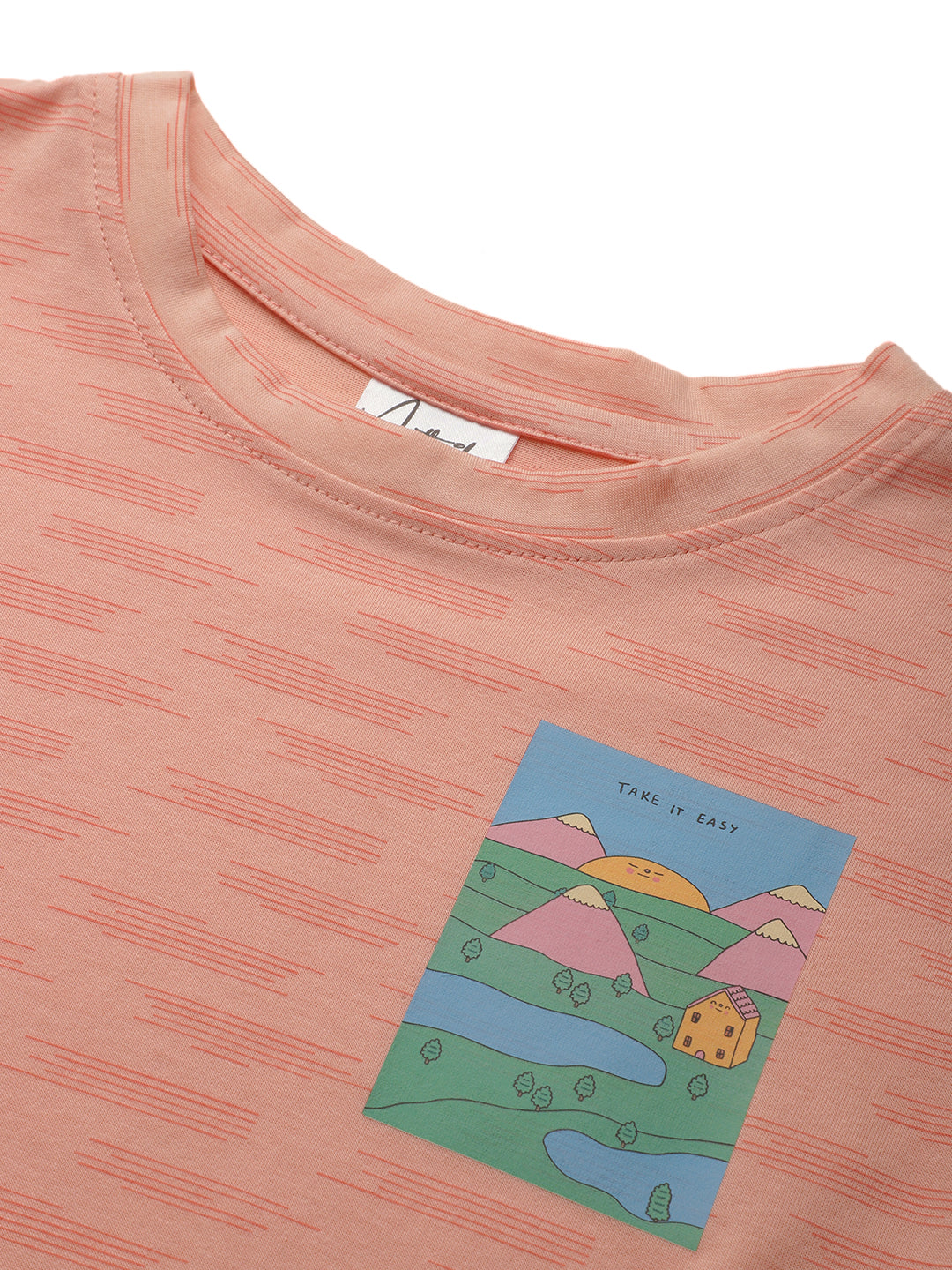 TAKE IT EASY PEACH STRIPE T-SHIRT - PEACH