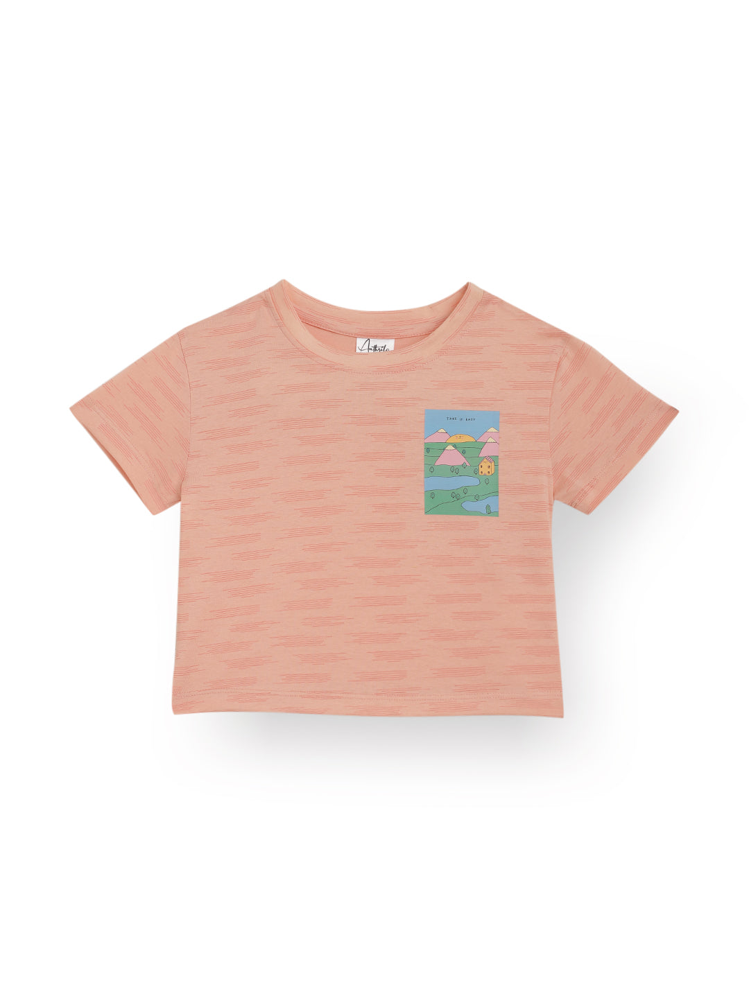 TAKE IT EASY PEACH STRIPE T-SHIRT - PEACH