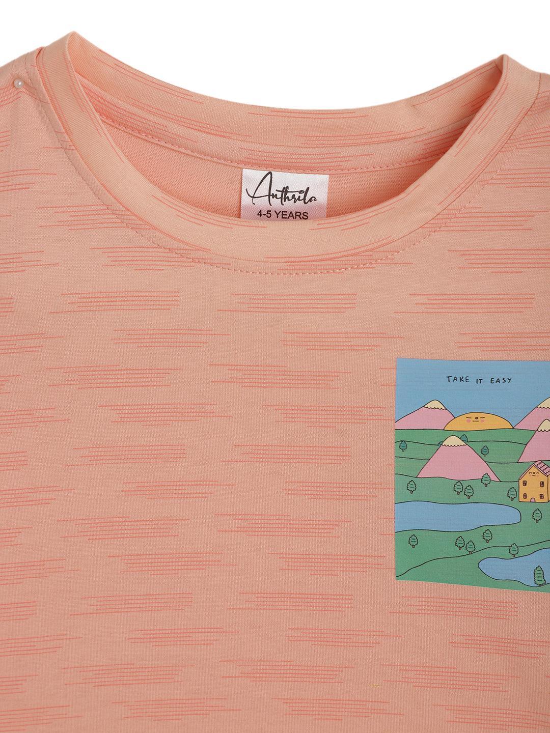 TAKE IT EASY PEACH STRIPE T-SHIRT - PEACH - Anthrilo 