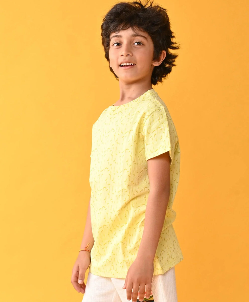 YELLOW ZIG ZAG PIQUE SHORT SLEEVES T-SHIRT - YELLOW - Anthrilo 