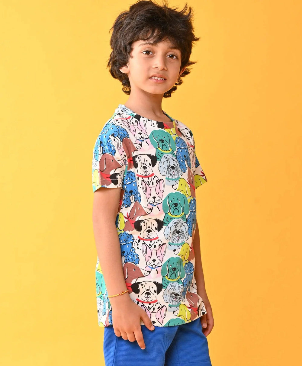 DOGS SHORT SLEEVE BOYS T-SHIRT - WHITE - Anthrilo 