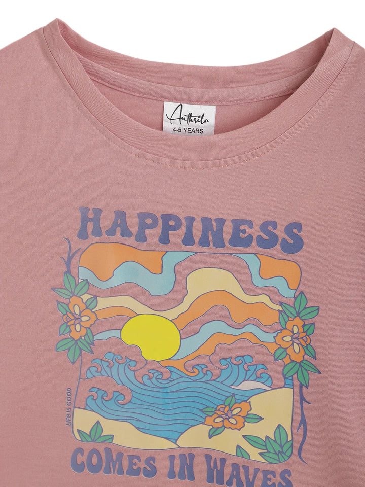 HAPPINESS HOT PINK GIRLS T-SHIRT - PINK