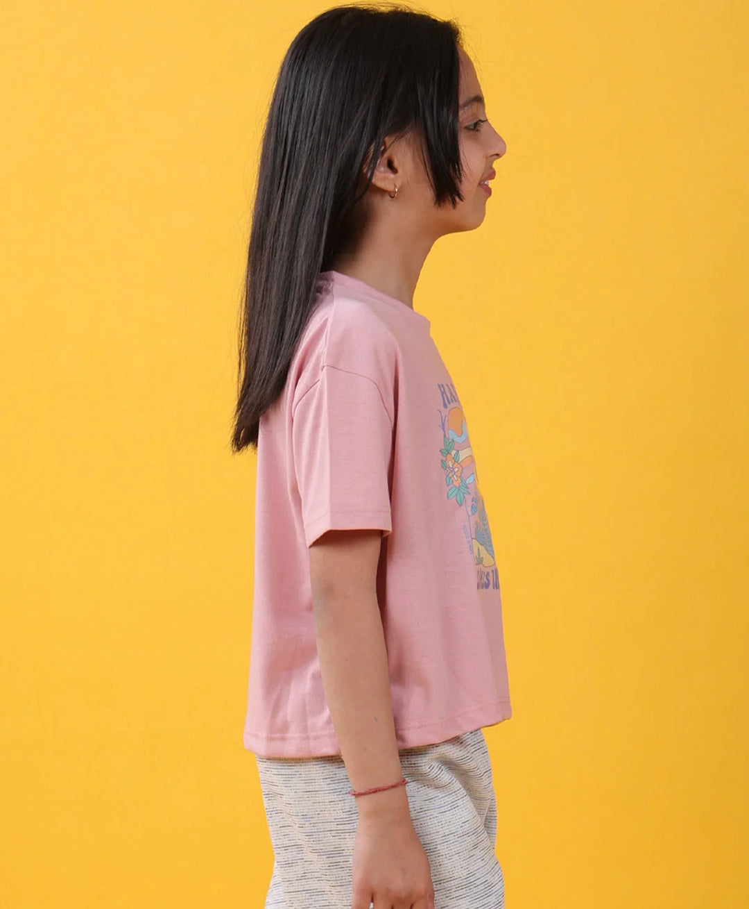 HAPPINESS HOT PINK GIRLS T-SHIRT - PINK