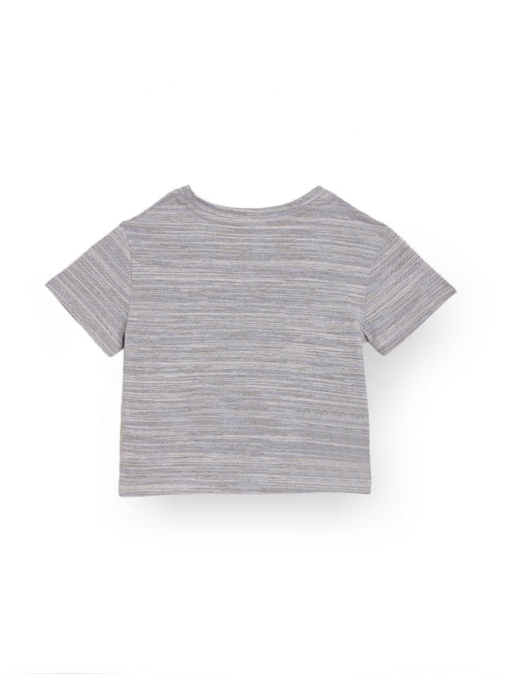Purple Planet Textured Summer Girls T-Shirt - Blue