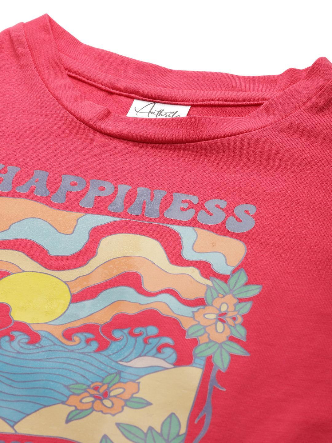 HAPPINESS ROSE PINK SUMMER GIRLS T-SHIRT - PINK - Anthrilo 