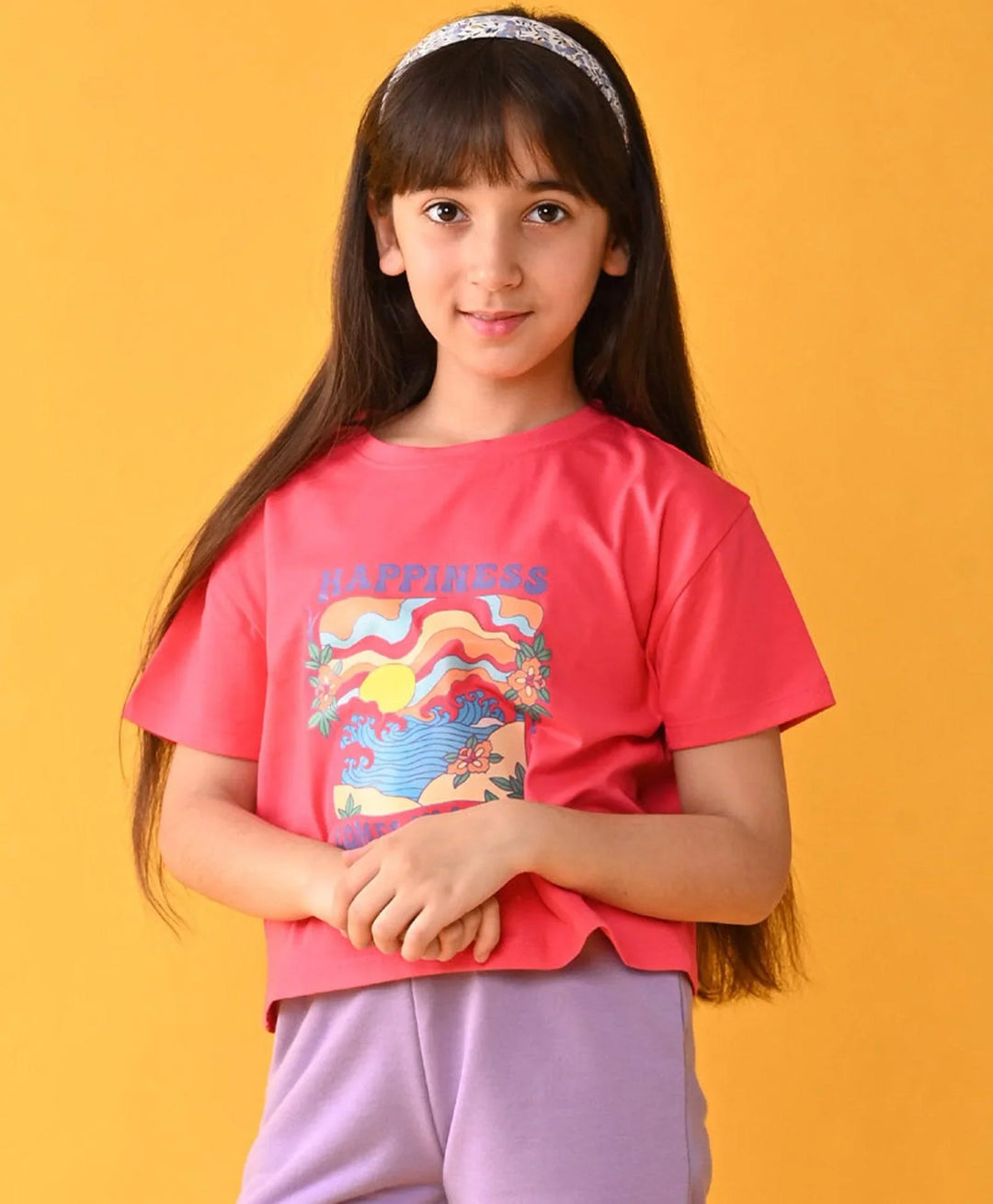 HAPPINESS ROSE PINK SUMMER GIRLS T-SHIRT - PINK - Anthrilo 