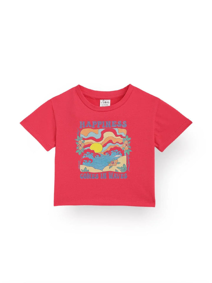 HAPPINESS ROSE PINK SUMMER GIRLS T-SHIRT - PINK - Anthrilo 