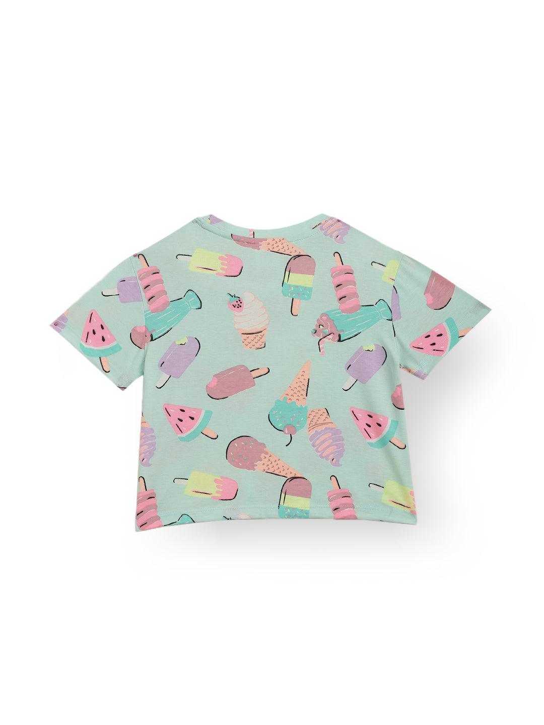 ICECREAM AQUA SUMMER GIRLS T-SHIRT-AQUA