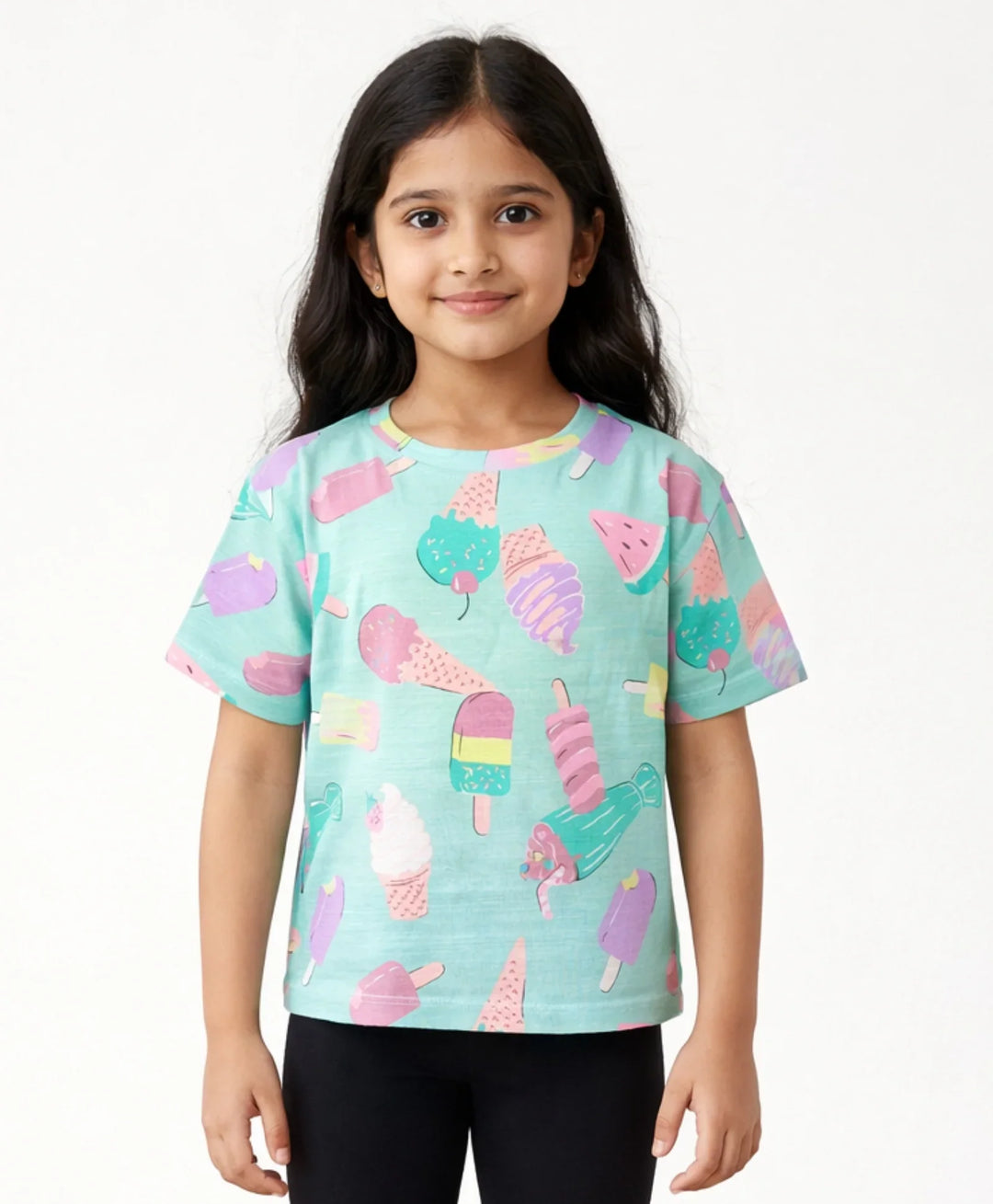ICECREAM AQUA SUMMER GIRLS T-SHIRT-AQUA - Anthrilo 