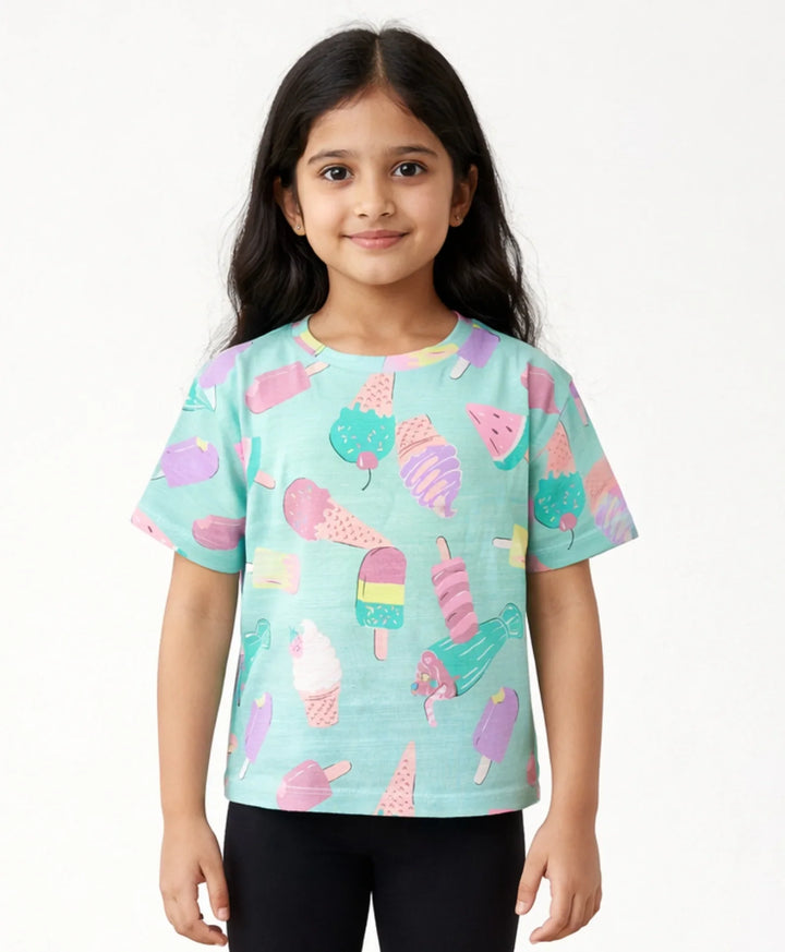 ICECREAM AQUA SUMMER GIRLS T-SHIRT-AQUA - Anthrilo 