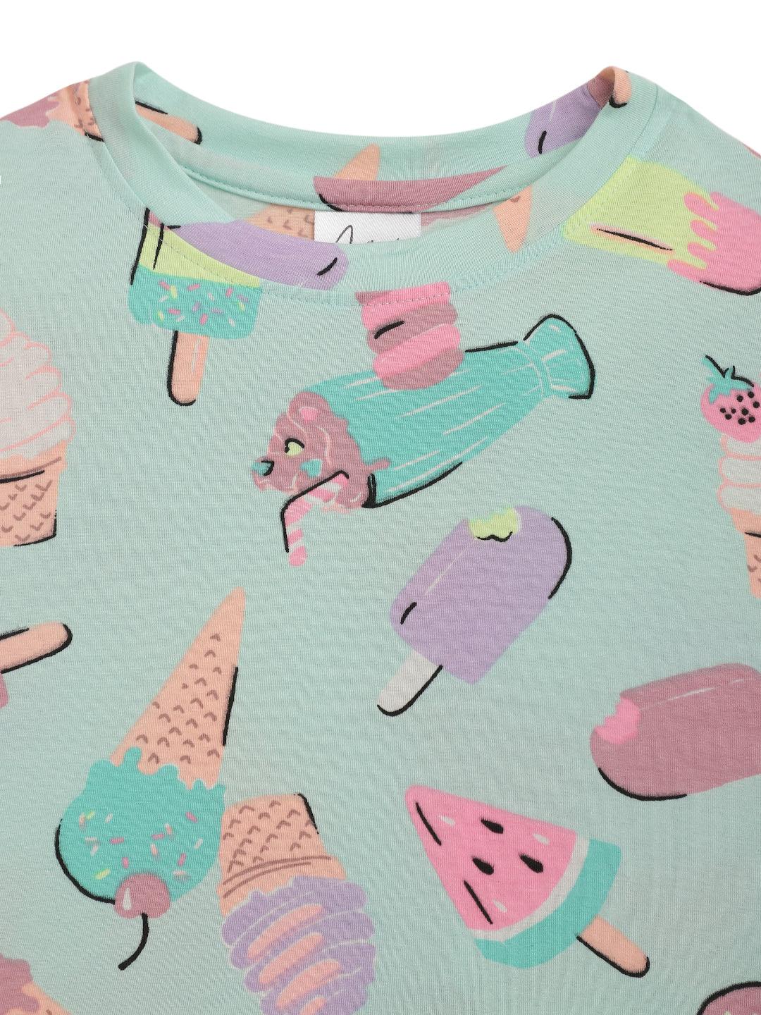 ICECREAM AQUA SUMMER GIRLS T-SHIRT-AQUA