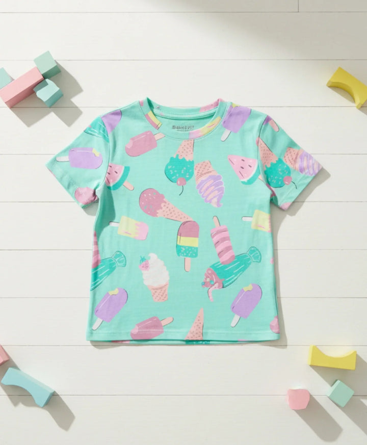 ICECREAM AQUA SUMMER GIRLS T-SHIRT-AQUA - Anthrilo 