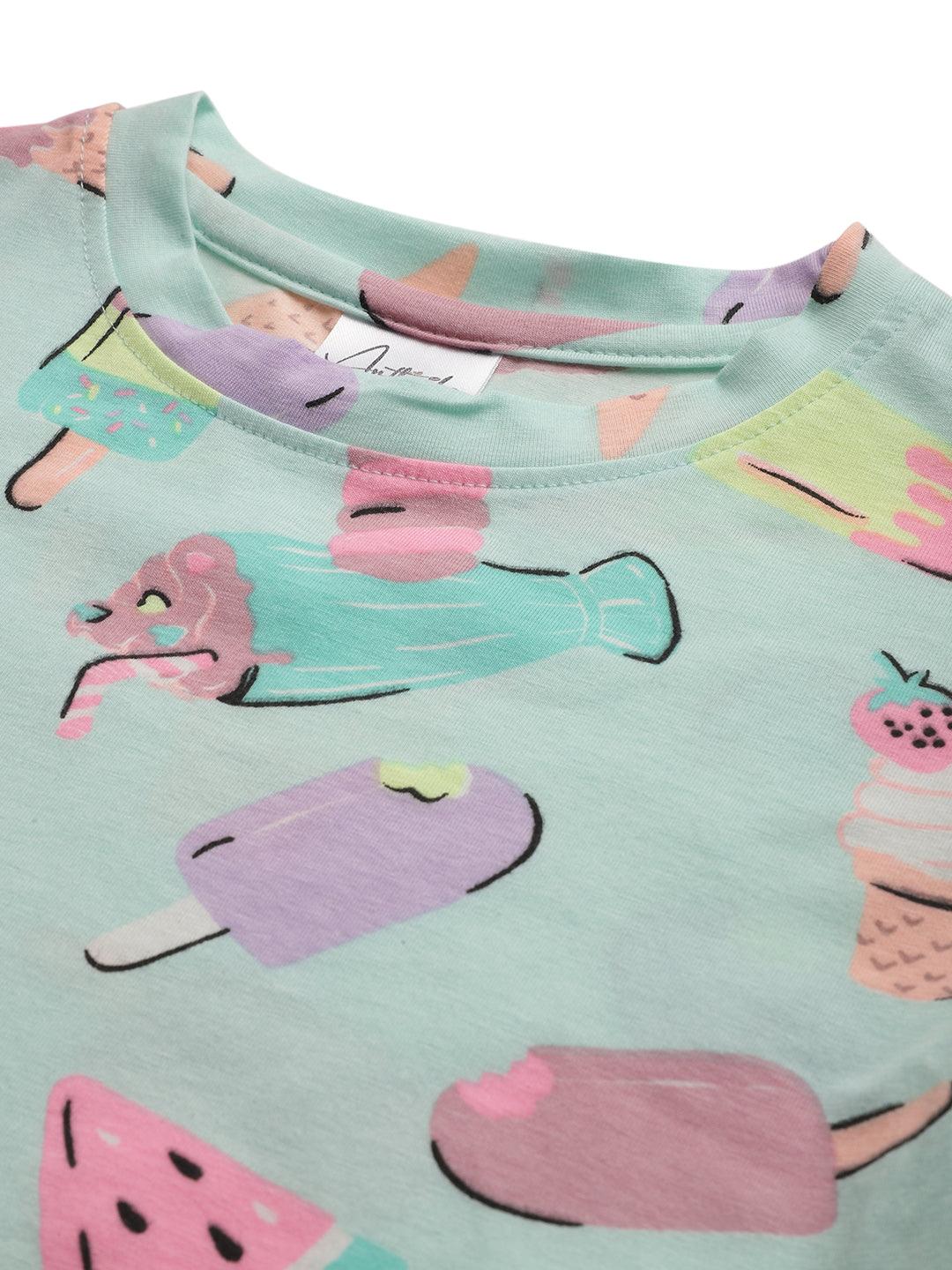 ICECREAM AQUA SUMMER GIRLS T-SHIRT-AQUA