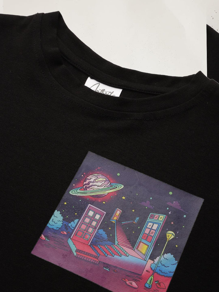 PLANET BLACK SUMMER GIRLS T-SHIRT - BLACK - Anthrilo 