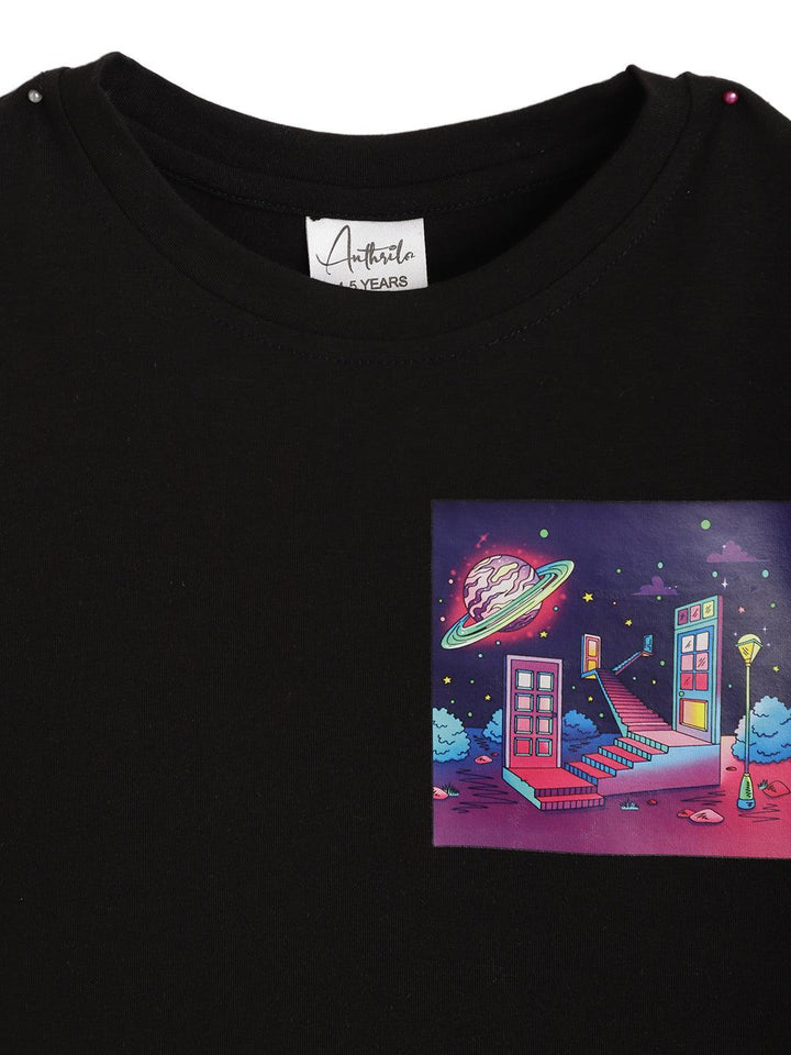 PLANET BLACK SUMMER GIRLS T-SHIRT - BLACK - Anthrilo 