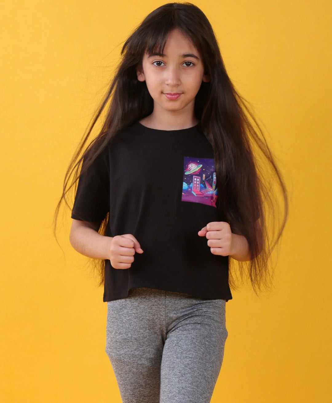 PLANET BLACK SUMMER GIRLS T-SHIRT - BLACK - Anthrilo 