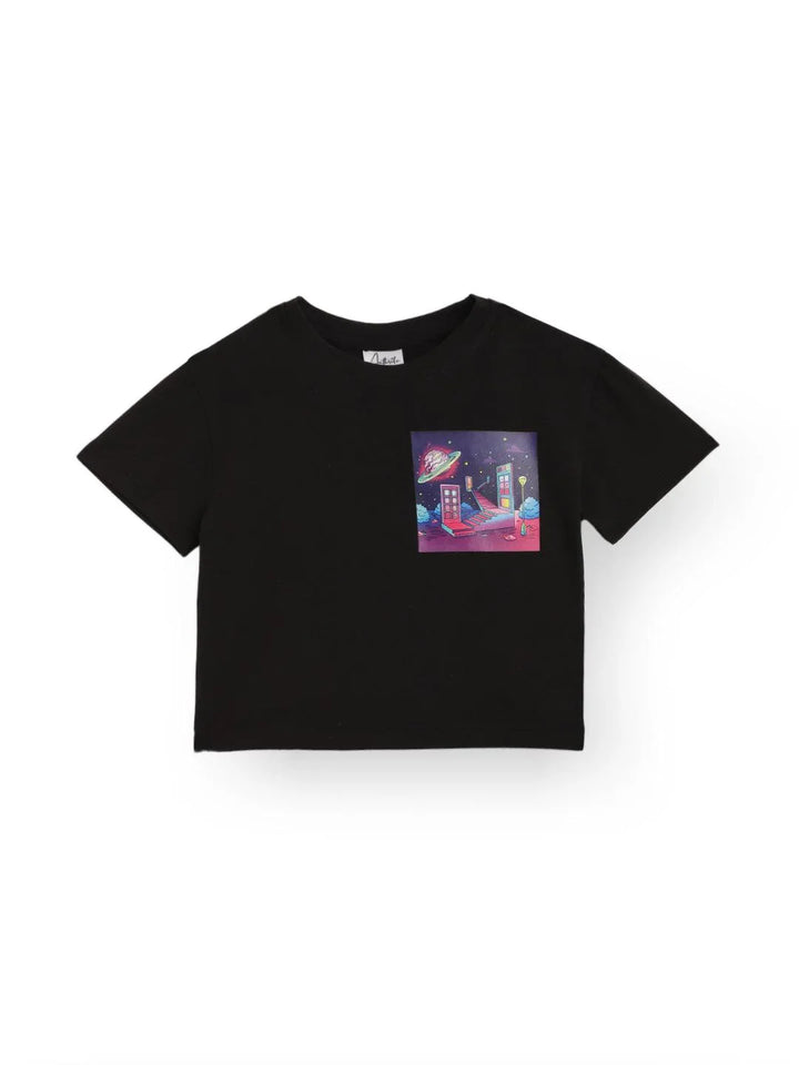 PLANET BLACK SUMMER GIRLS T-SHIRT - BLACK - Anthrilo 
