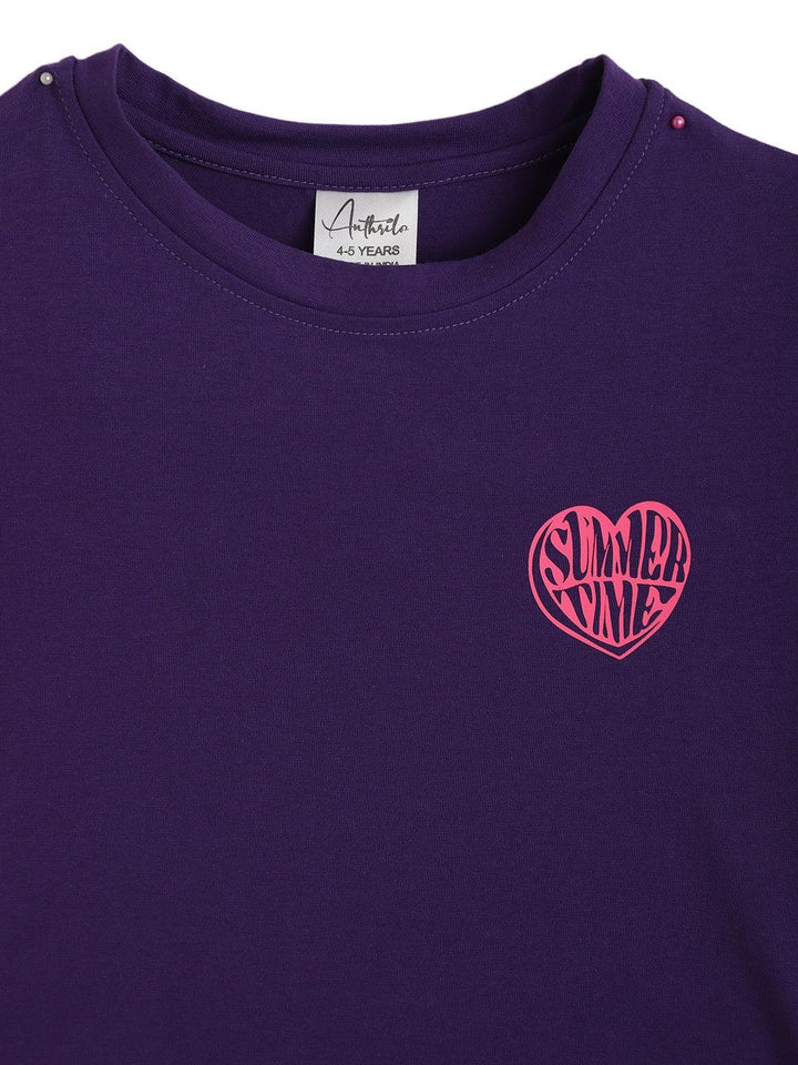 SUMMER TIME PURPLE GIRLS T-SHIRT-PURPLE - Anthrilo 