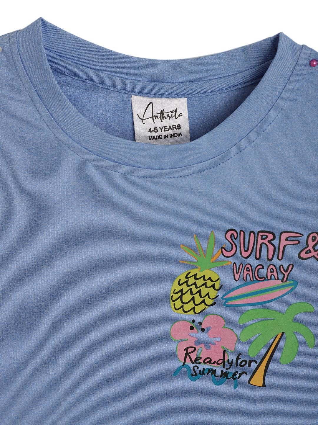 SURF VACAY SKY SUMMER GIRLS T-SHIRT - SKY - Anthrilo 