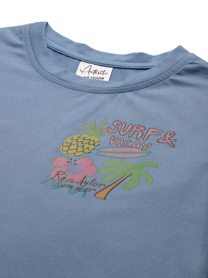 SURF VACAY SKY SUMMER GIRLS T-SHIRT - SKY - Anthrilo 