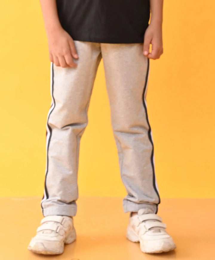 Grey Melange Side Tape Boys Summer Jogger - Grey