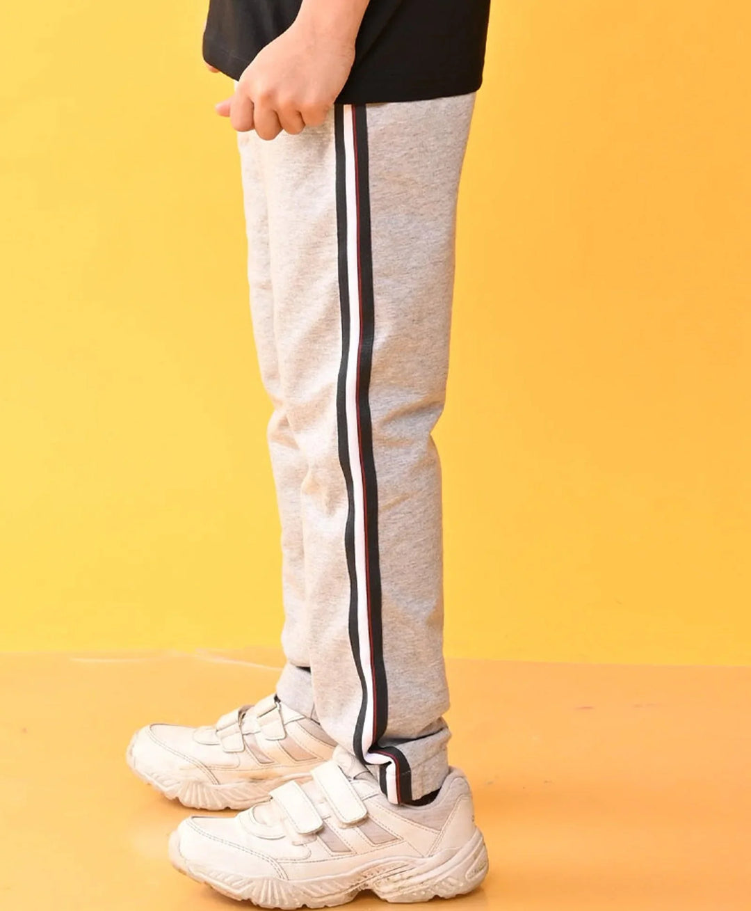 Grey Melange Side Tape Boys Summer Jogger - Grey