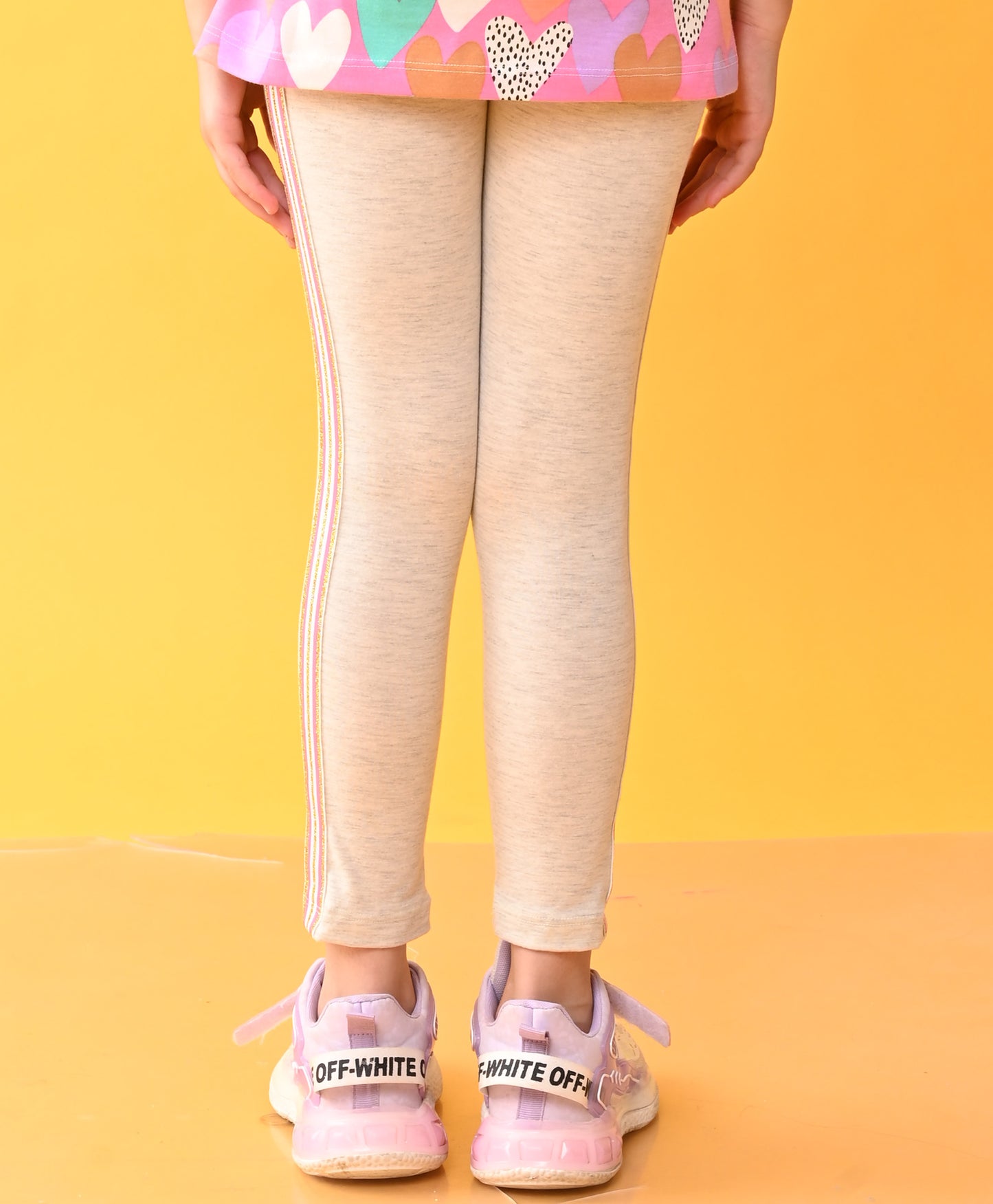 NEW SUMMER PINK GLITTER TAPE GIRLS LEGGINGS - GREY