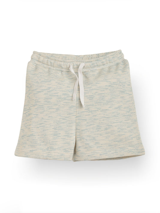 BLUE WHITE TEXTURED SUMMER GIRLS SHORTS - WHITE