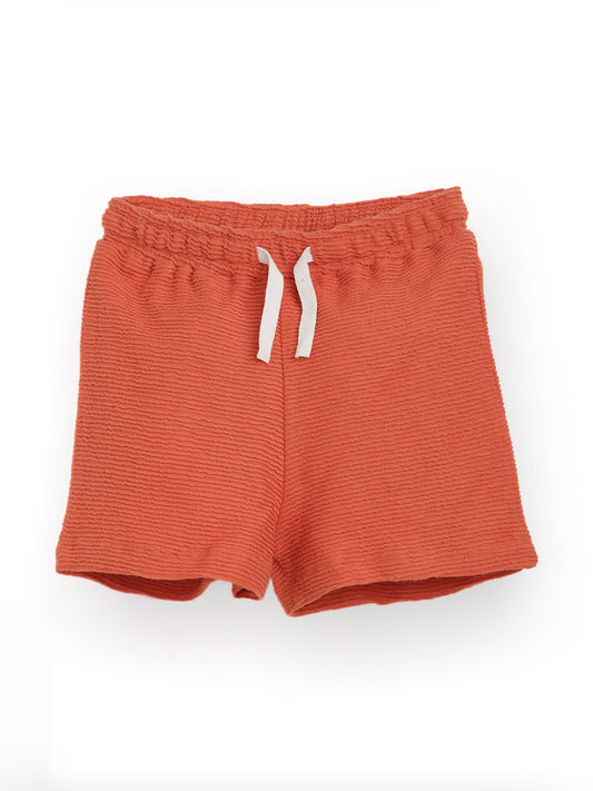 ORANGE TEXTURED SUMMER GIRLS SHORTS - ORANGE