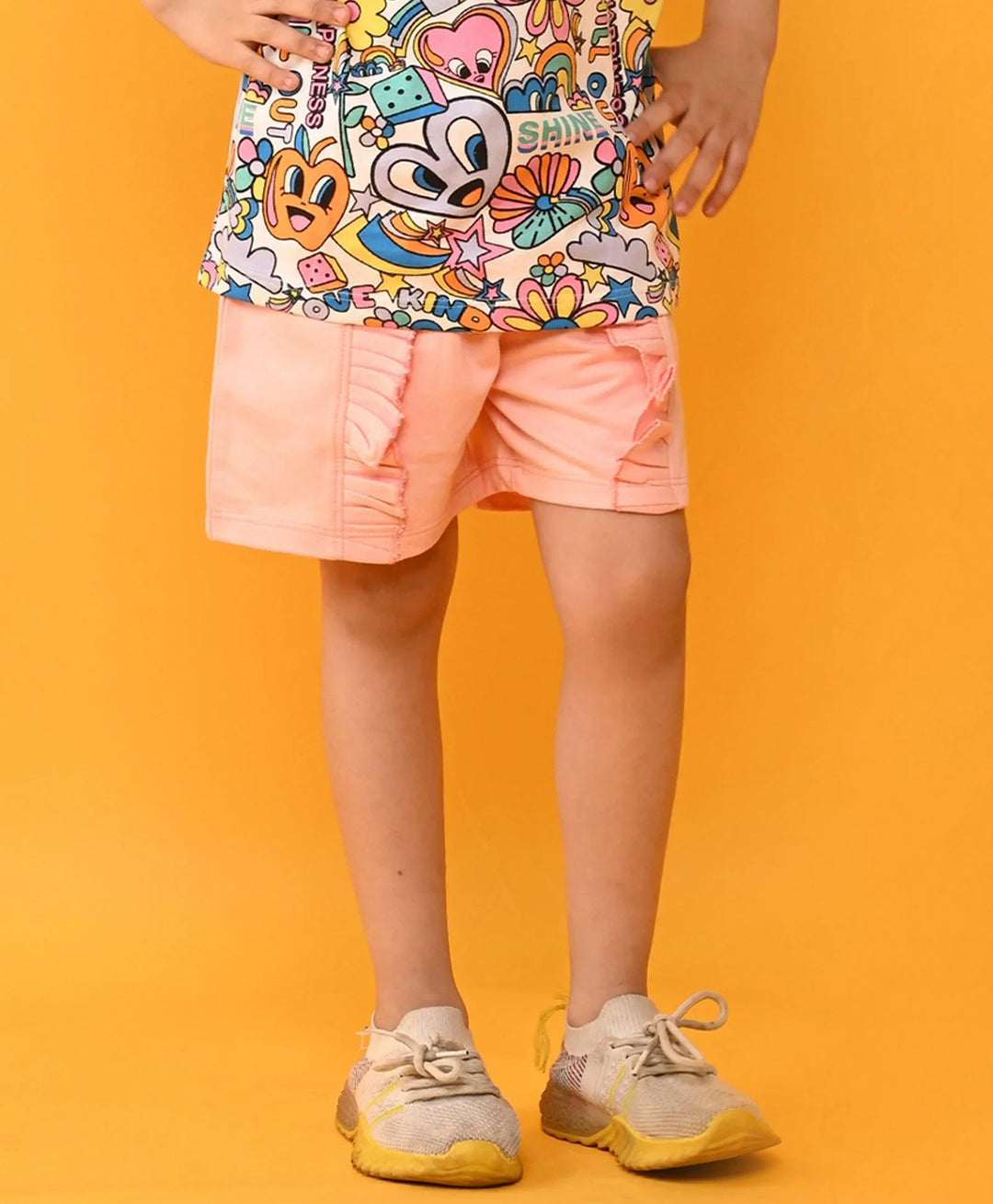 PINK FRILL GIRLS SUMMER SHORTS - PINK - Anthrilo 